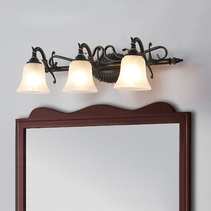 Vivolux | Frosted Glass Bronze Wandlamp Bel 2/3 Lichten Traditionele Wandgemonteerde Vanity Licht voor Badkamer