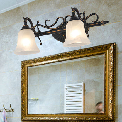 Vivolux | Frosted Glass Bronze Wandlamp Bel 2/3 Lichten Traditionele Wandgemonteerde Vanity Licht voor Badkamer