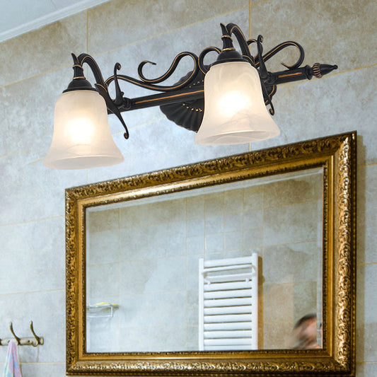 Vivolux | Frosted Glass Bronze Wandlamp Bel 2/3 Lichten Traditionele Wandgemonteerde Vanity Licht voor Badkamer