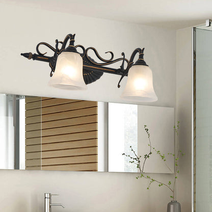 Vivolux | Frosted Glass Bronze Wandlamp Bel 2/3 Lichten Traditionele Wandgemonteerde Vanity Licht voor Badkamer