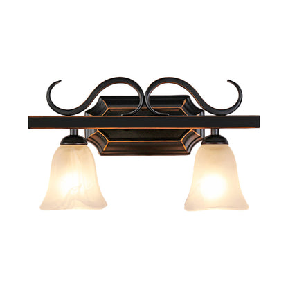 Vivolux | Klassische Glocken-Wandlampe 2/3 Lichter Frosted Glass Wandmontierte Lampe in Schwarz für das Badezimmer