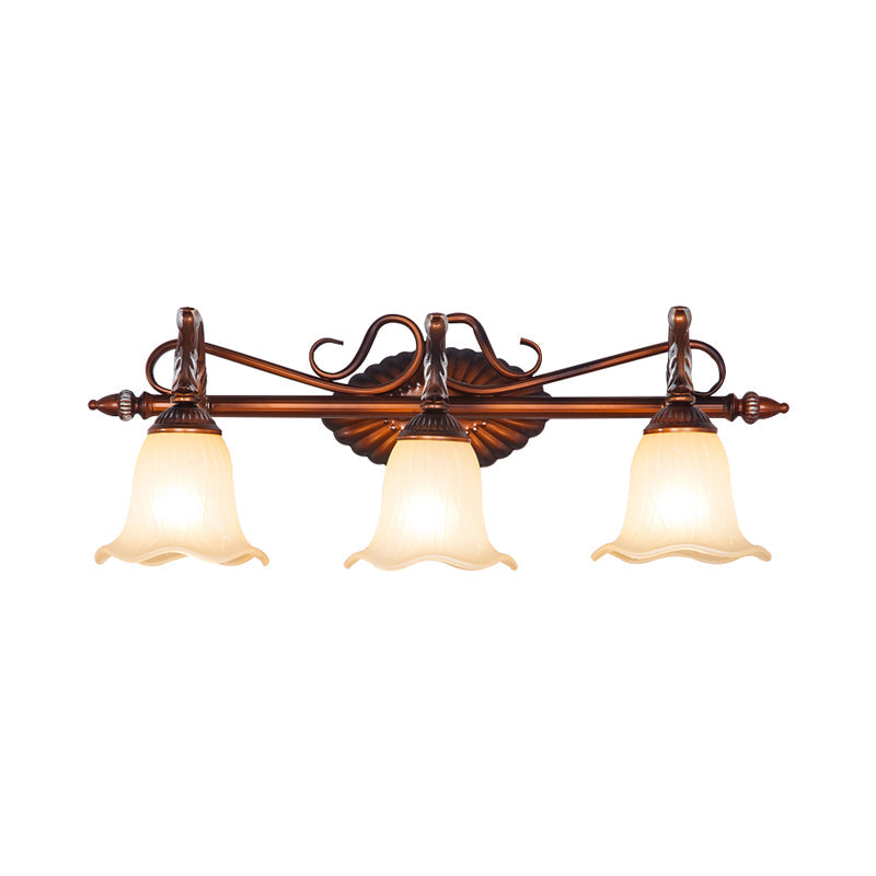 Vivolux | Geschwungene Badezimmer Vanity Lampe Traditionelles Mattglas 1/2/3 Lichter Kupfer Wandleuchte Lichtarmatur