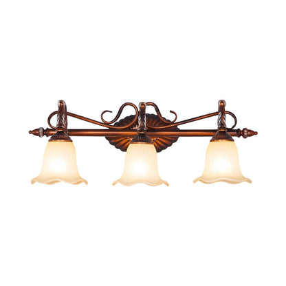 Vivolux | Geschwungene Badezimmer Vanity Lampe Traditionelles Mattglas 1/2/3 Lichter Kupfer Wandleuchte Lichtarmatur