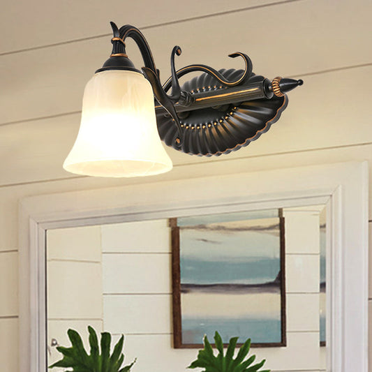 Vivolux | Bell Shade Frosted Glass Wandleuchte Traditionell 1/2/3 Lampen Badezimmer Waschtischbeleuchtung Leuchte in Bronze