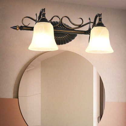 Vivolux | Bell Shade Frosted Glass Wandleuchte Traditionell 1/2/3 Lampen Badezimmer Waschtischbeleuchtung Leuchte in Bronze