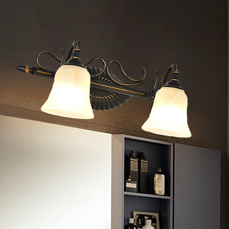 Vivolux | Bell Shade Frosted Glass Wandleuchte Traditionell 1/2/3 Lampen Badezimmer Waschtischbeleuchtung Leuchte in Bronze