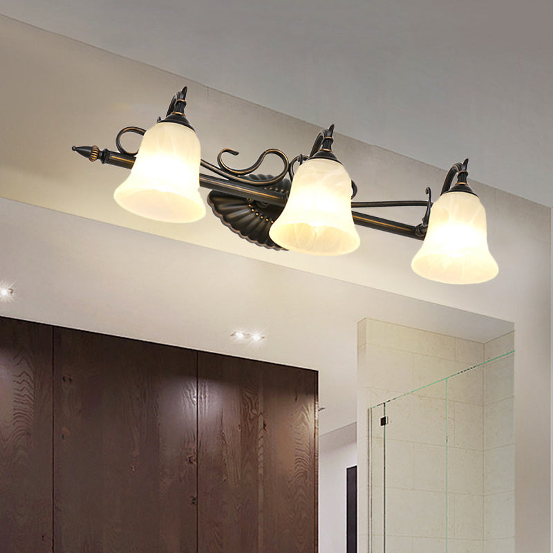 Vivolux | Bell Shade Frosted Glass Wandleuchte Traditionell 1/2/3 Lampen Badezimmer Waschtischbeleuchtung Leuchte in Bronze