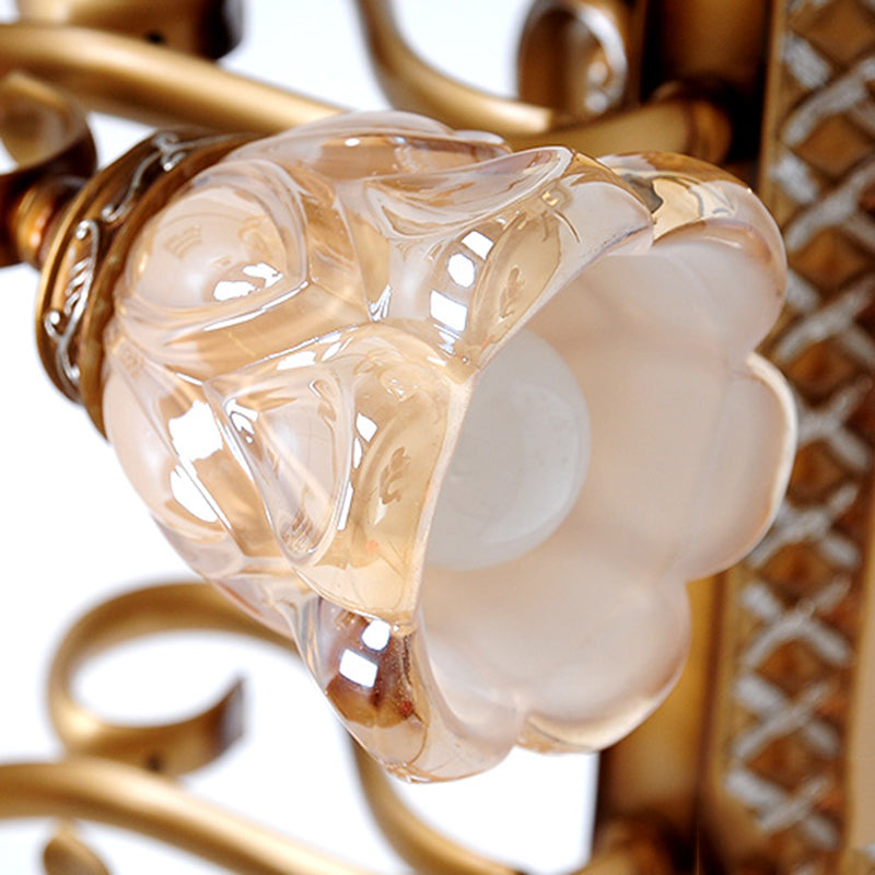 Vivolux | Tan Textured Glas IJzeren Wandlamp Flared 1/2 Lichten Traditionele Wand Gemonteerde Vanity Light