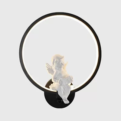 Vivolux | Art Ring Wandleuchte mit kleinem Engel Metallharz Wandlampe für Schlafzimmer Spiegel Badezimmer