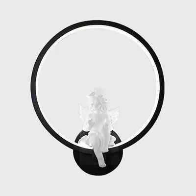 Vivolux | Art Ring Wandleuchte mit kleinem Engel Metallharz Wandlampe für Schlafzimmer Spiegel Badezimmer