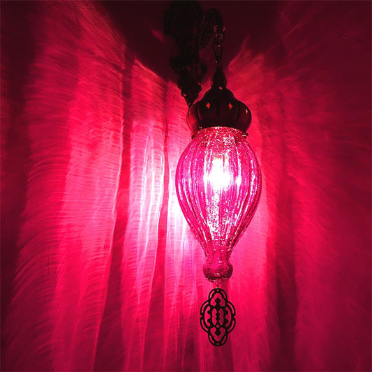 Vivolux | Traditionele Druppel Wandlamp Zwart/Wit/Lichtblauw Glas 1 Kop Wandgemonteerde Lamp met Gegraveerde Metalen Arm