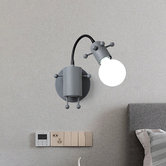 Vivolux | Open Bulb Verstelbare Wandlamp Modernistisch Metaal 1 Hoofd Wandmontage Verlichting in Grijs/Wit/Groen