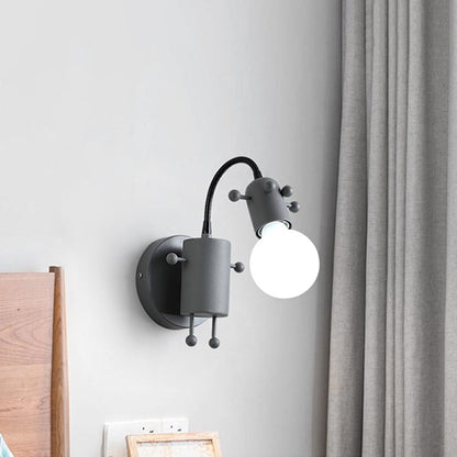 Vivolux | Open Bulb Verstelbare Wandlamp Modernistisch Metaal 1 Hoofd Wandmontage Verlichting in Grijs/Wit/Groen