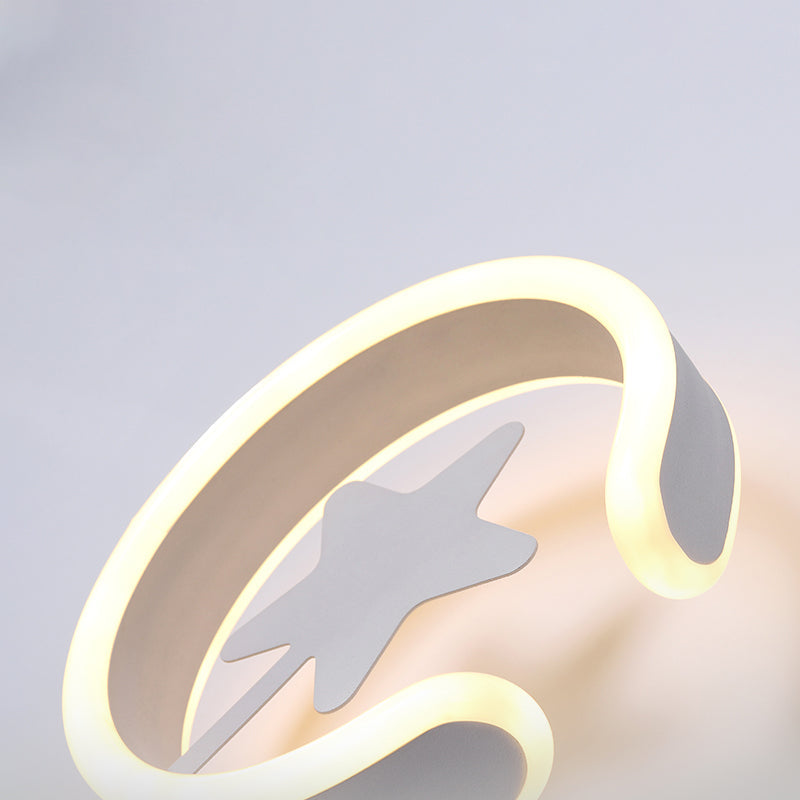 Vivolux | Witte/Gouden Cirkel Flush Mount Wandlamp met Sterpatroon Cartoon Acryl LED Wandverlichting, Warm/Wit Licht