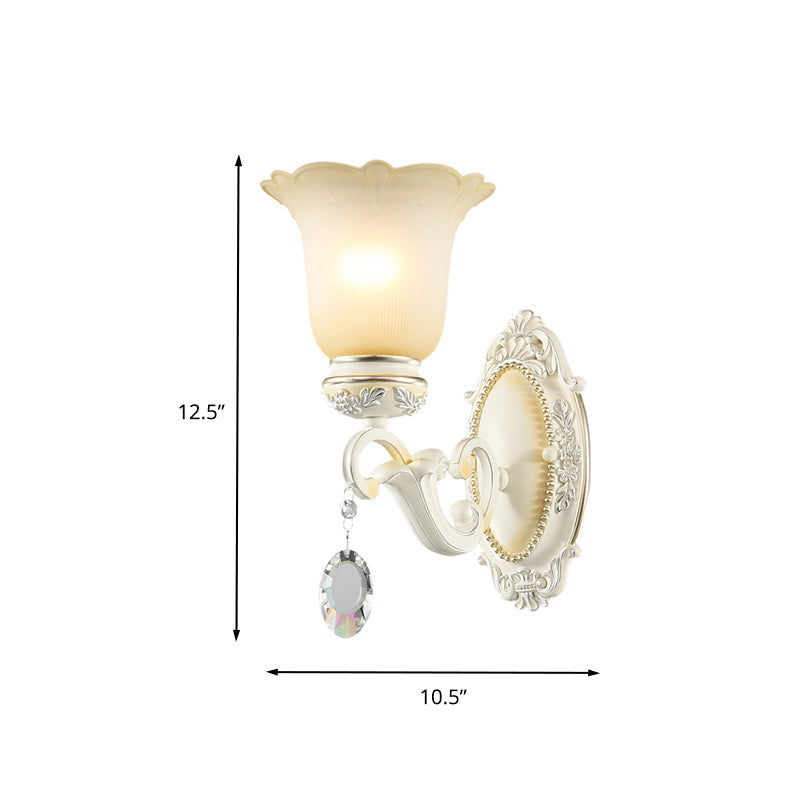 Vivolux | Eivory Flower Wall Light Traditionele Witte Glas 1/2 Lichten Woonkamer Sconces Licht