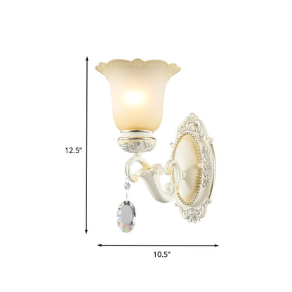 Vivolux | Eivory Flower Wall Light Traditionele Witte Glas 1/2 Lichten Woonkamer Sconces Licht