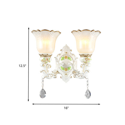 Vivolux | Opal Glass Flower Wandlamp Licht Traditioneel 1/2 Lichten Woonkamer Wandlamp Fitting in Wit