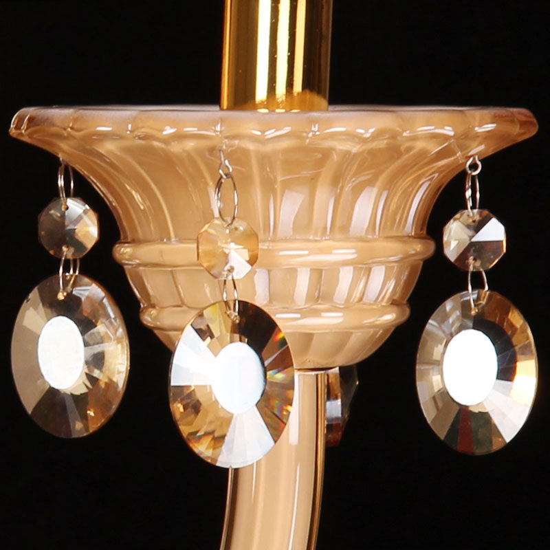 Vivolux | Gebogen Arm Witte Glazen Wandlamp Traditional 1 Hoofd Woonkamer Sconces Licht met Gevriesd Kristal Accent