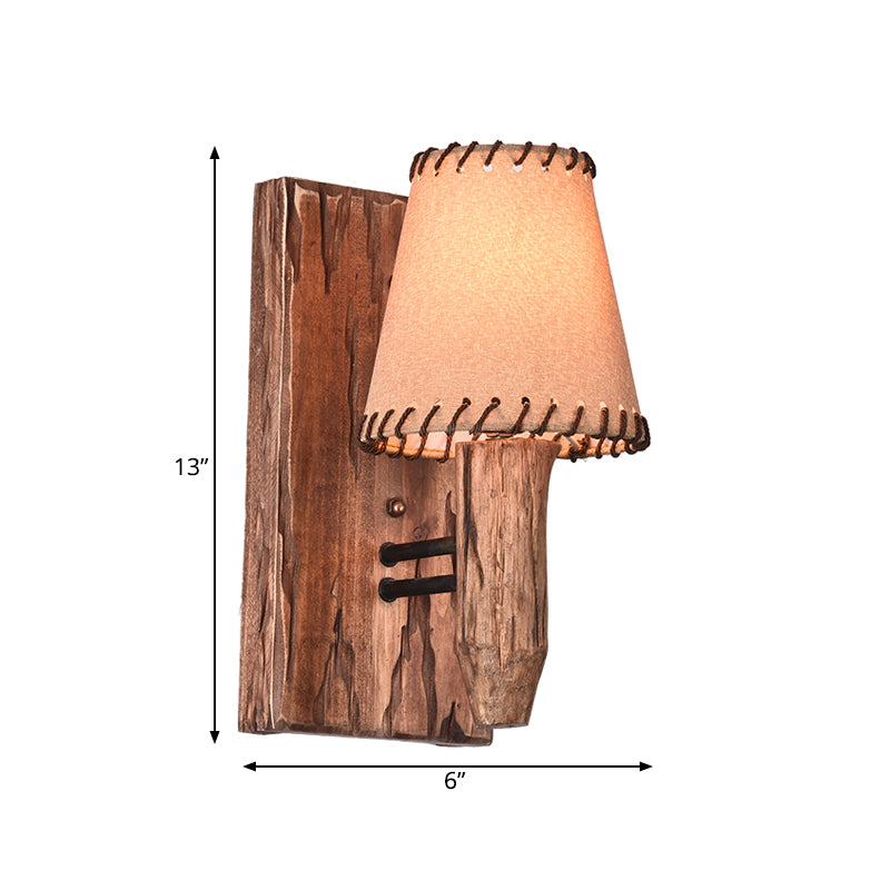 Vivolux | Vintage Getaperde Wandlamp 1/2 Lichten Stoffenwandverlichting in Hout voor Eetkamer