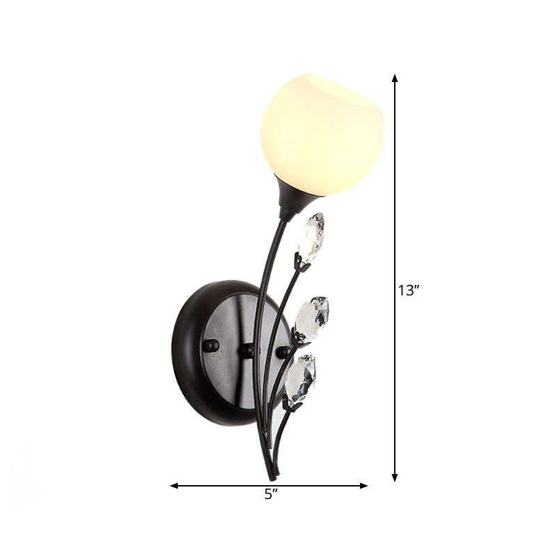 Vivolux | Bubble Shade Witte Glazen Wandlamp Rustiek 1/2 Lichten Eetkamer Wandgemonteerde Lamp in Zwart