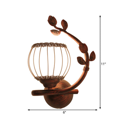 Vivolux | 1 Licht Schlafzimmer Wandmontierte Lampe Rustikaler Dunkles Holz Wandlampe mit Kugel Milchglas Schirm, Rechts/Links