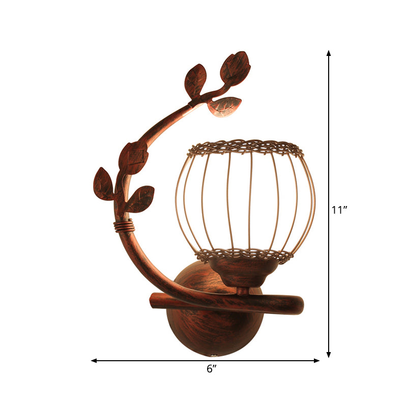 Vivolux | 1 Licht Schlafzimmer Wandmontierte Lampe Rustikaler Dunkles Holz Wandlampe mit Kugel Milchglas Schirm, Rechts/Links