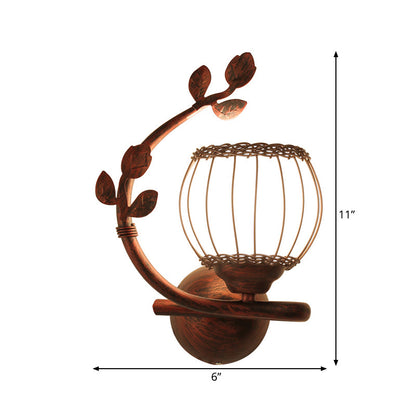 Vivolux | 1 Licht Schlafzimmer Wandmontierte Lampe Rustikaler Dunkles Holz Wandlampe mit Kugel Milchglas Schirm, Rechts/Links