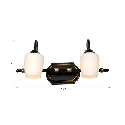 Vivolux | 2/3/4 Lichtern Becher Shade Vanity Wandleuchte Klassische weiße Glas Wandmontierte Beleuchtung für das Badezimmer