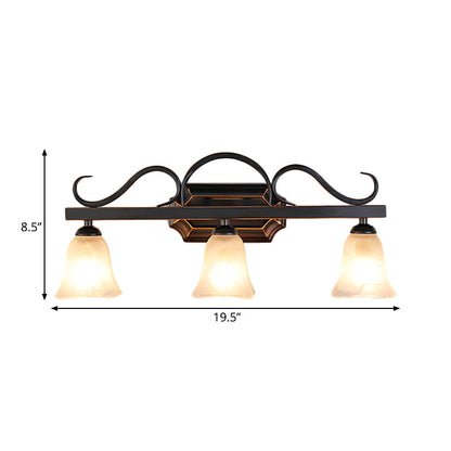 Vivolux | Klassische Glocken-Wandlampe 2/3 Lichter Frosted Glass Wandmontierte Lampe in Schwarz für das Badezimmer