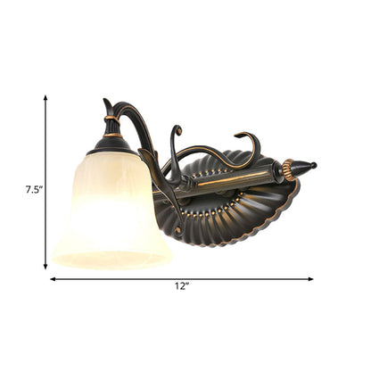 Vivolux | Bell Shade Frosted Glass Wandleuchte Traditionell 1/2/3 Lampen Badezimmer Waschtischbeleuchtung Leuchte in Bronze