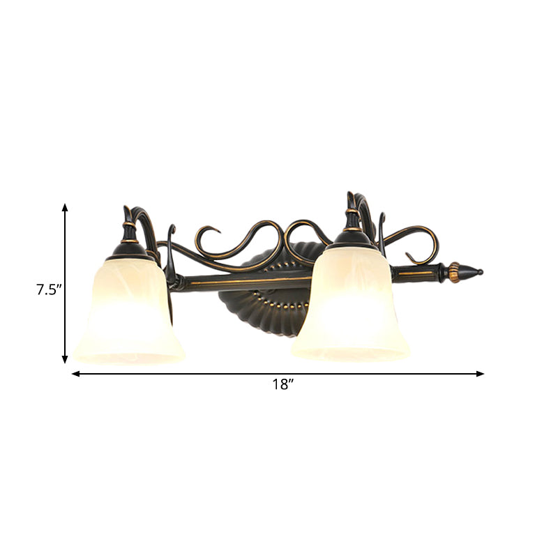 Vivolux | Bell Shade Frosted Glass Wandleuchte Traditionell 1/2/3 Lampen Badezimmer Waschtischbeleuchtung Leuchte in Bronze