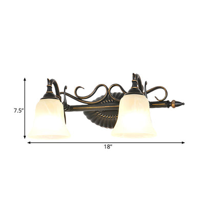 Vivolux | Bell Shade Frosted Glass Wandleuchte Traditionell 1/2/3 Lampen Badezimmer Waschtischbeleuchtung Leuchte in Bronze