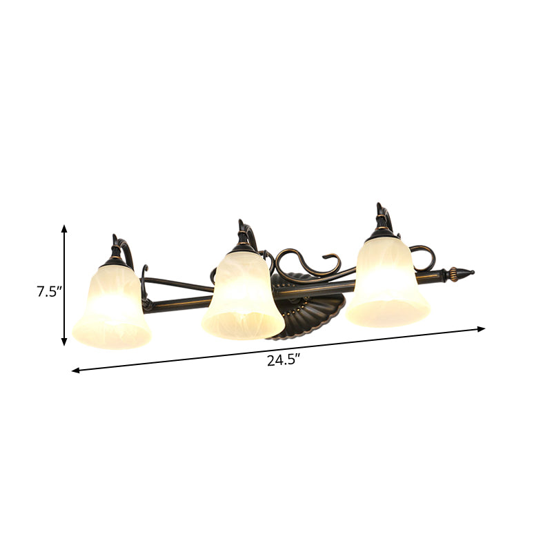 Vivolux | Bell Shade Frosted Glass Wandleuchte Traditionell 1/2/3 Lampen Badezimmer Waschtischbeleuchtung Leuchte in Bronze