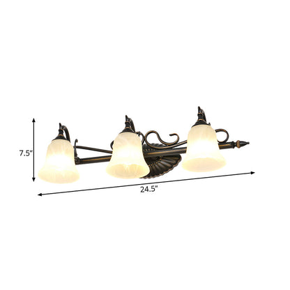 Vivolux | Bell Shade Frosted Glass Wandleuchte Traditionell 1/2/3 Lampen Badezimmer Waschtischbeleuchtung Leuchte in Bronze