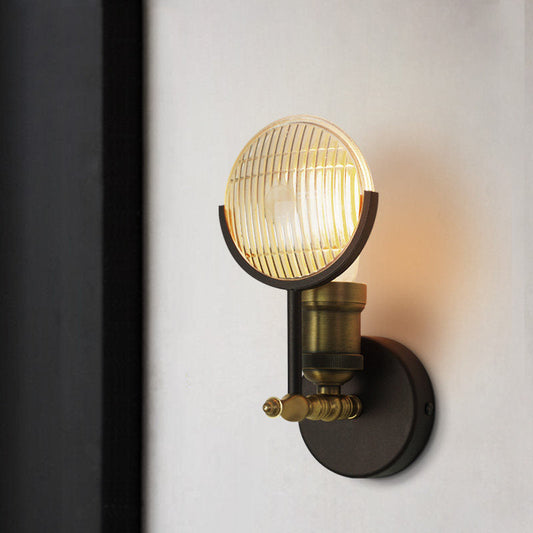 Vivolux | Runde klare Glaswandlampe Kolonial 1-Glühlampe Innen Wandmontiertes Lichtgerät in Schwarz und Gold
