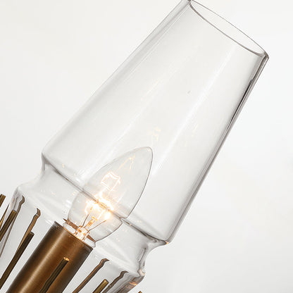 Vivolux | Klarer Glas Messing Wand Scone Kegel 1/2-Licht Kolonialismus Wandlicht für Wohnzimmer