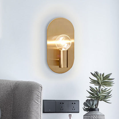 Vivolux | 1 Licht Bare Bulb Wandlamp Minimalistische Gouden Afwerking Metallic Wandlamp met Ovalen Achterplaat