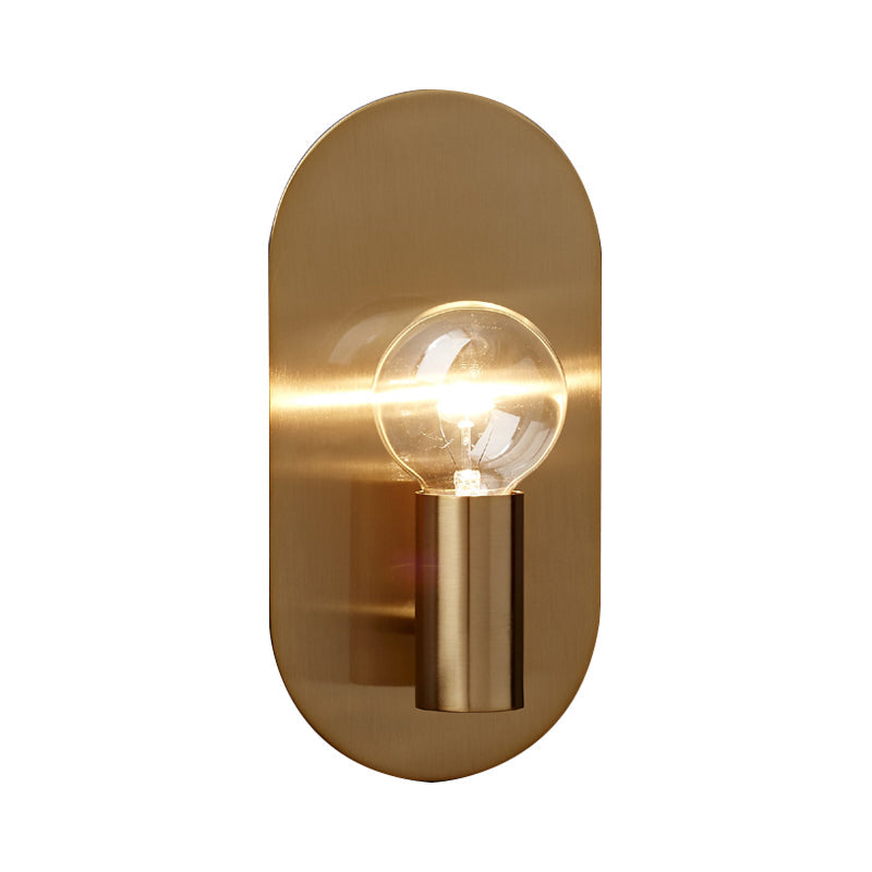 Vivolux | 1 Licht Bare Bulb Wandlamp Minimalistische Gouden Afwerking Metallic Wandlamp met Ovalen Achterplaat