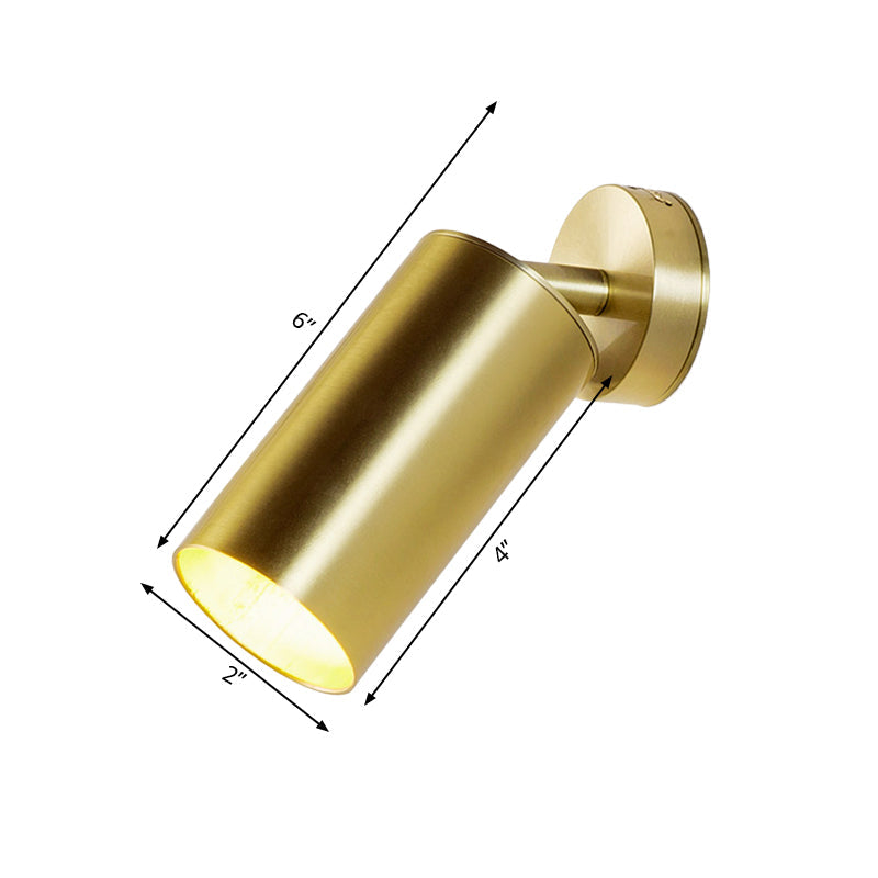 Vivolux | Goldene 1 Kopf Wandmontage Licht Zeitgenössisches Metallzylindrisches Oberflächenwand Sconces