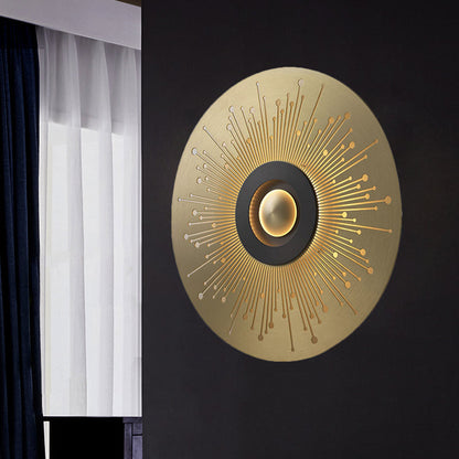 Vivolux | Koloniale Runde Wandmontage Beleuchtung LED Metall Deckenleuchte in Gold für Schlafzimmer