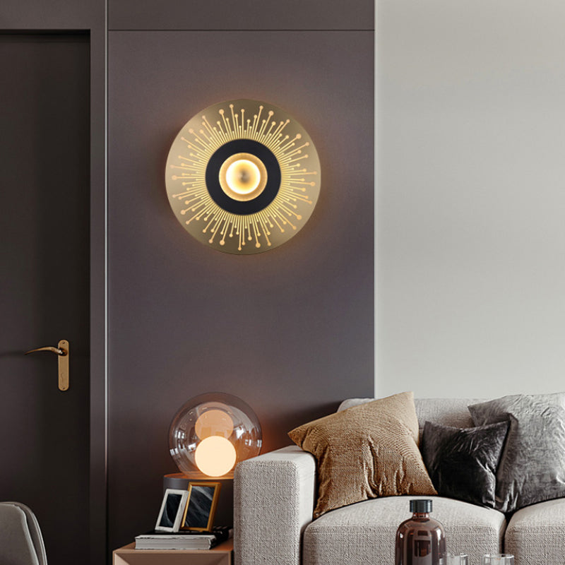 Vivolux | Koloniale Runde Wandmontage Beleuchtung LED Metall Deckenleuchte in Gold für Schlafzimmer