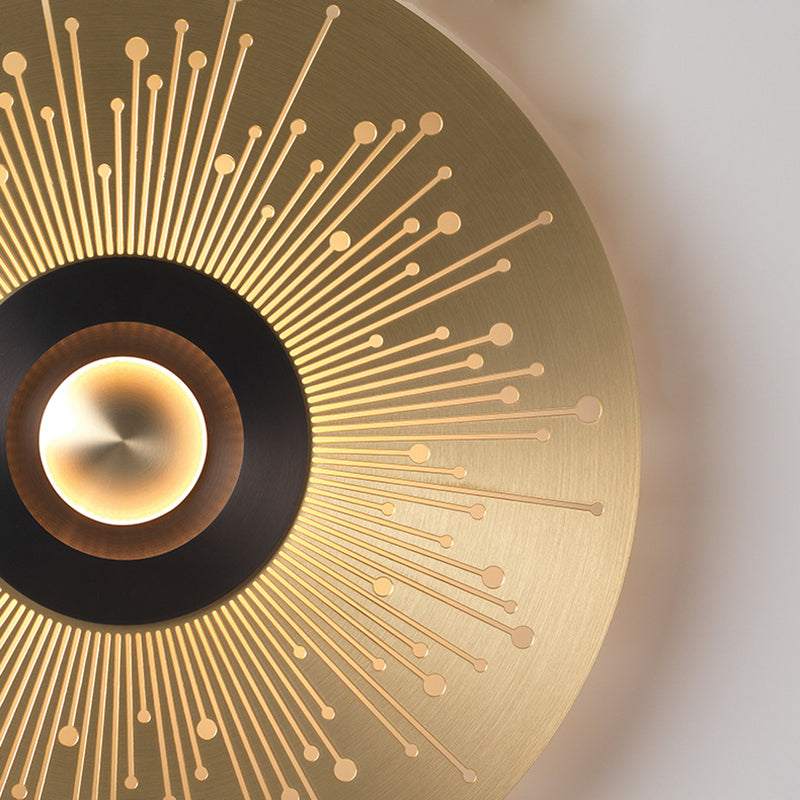 Vivolux | Koloniale Runde Wandmontage Beleuchtung LED Metall Deckenleuchte in Gold für Schlafzimmer