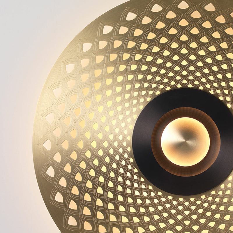 Vivolux | Koloniale Runde Wandmontage Beleuchtung LED Metall Deckenleuchte in Gold für Schlafzimmer