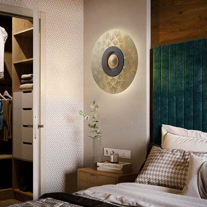 Vivolux | Koloniale Runde Wandmontage Beleuchtung LED Metall Deckenleuchte in Gold für Schlafzimmer