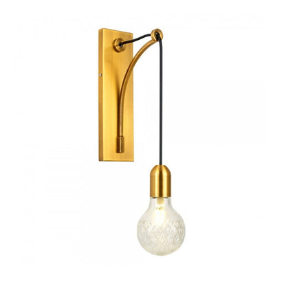 Vivolux | Enkel Exposed Bulb Wandgemonteerde Lamp Eenvoudige Heldere Ruitjesglas Wandlamp met Gouden Metalen Achterplaat