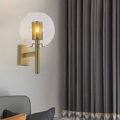 Vivolux | 1 Kopf Messing Wandbeleuchtung Minimalistisch Goldfinish Zylindrisches Netz Wandmontierte Lampe