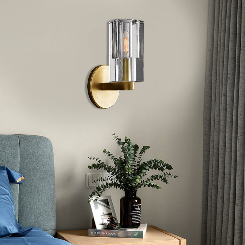 Vivolux | Faceted clear crystal wall light Minimalist 1 light gold-armored wall lamp