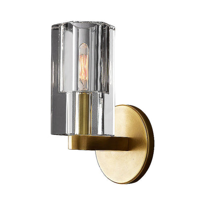 Vivolux | Faceted clear crystal wall light Minimalist 1 light gold-armored wall lamp