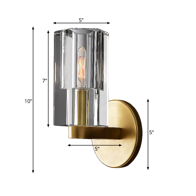 Vivolux | Faceted clear crystal wall light Minimalist 1 light gold-armored wall lamp