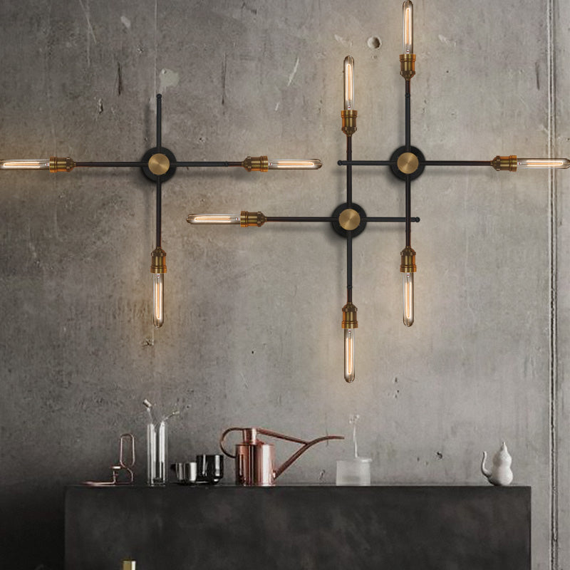 Vivolux | 2/3 Koppen Metalen Wandlamp Colonialistisch Zwart en Goud Gekruiste Woonkamer Wandbevestiging Verlichting